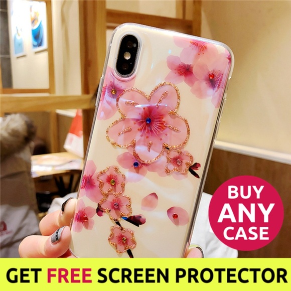 GoByte Accessories - ⚠️Clearance NEW iPhone 7/8 Glitter Flower Case